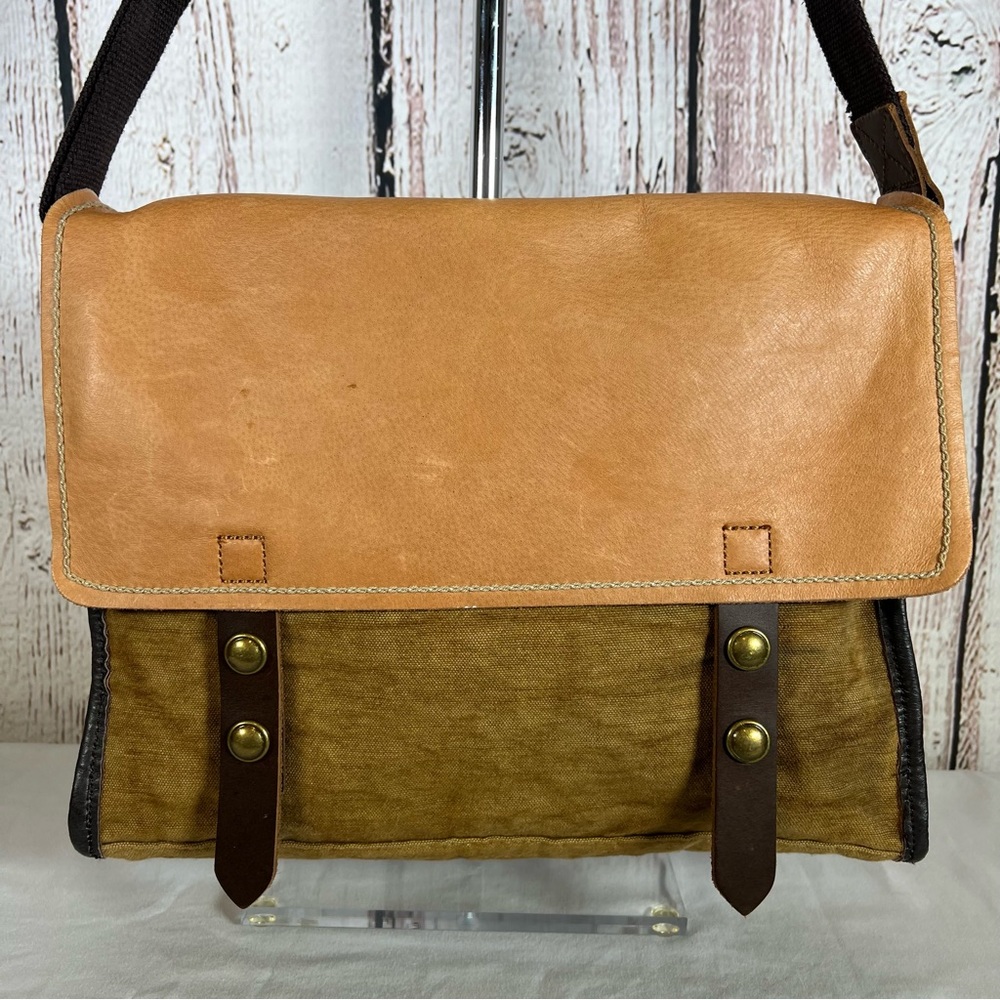 TSD Brand Birch Canvas Leather Distressed Messenger Briefcase Bag Satchel - Picture 3 of 15